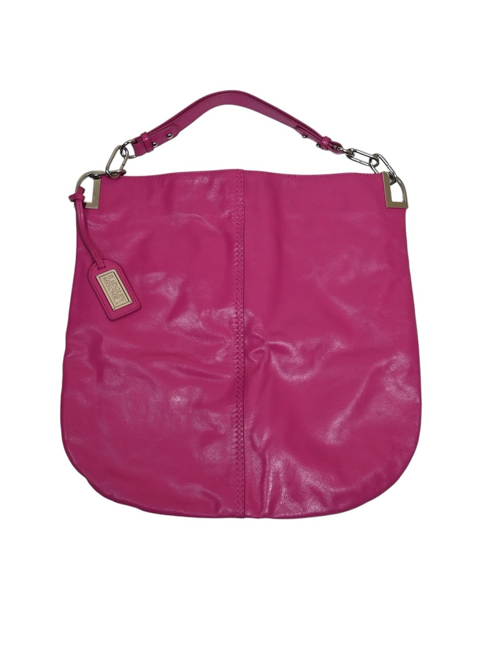 Badgley Mischka Oversized Hot Pink Genuine Italian Leather Hobo Bag